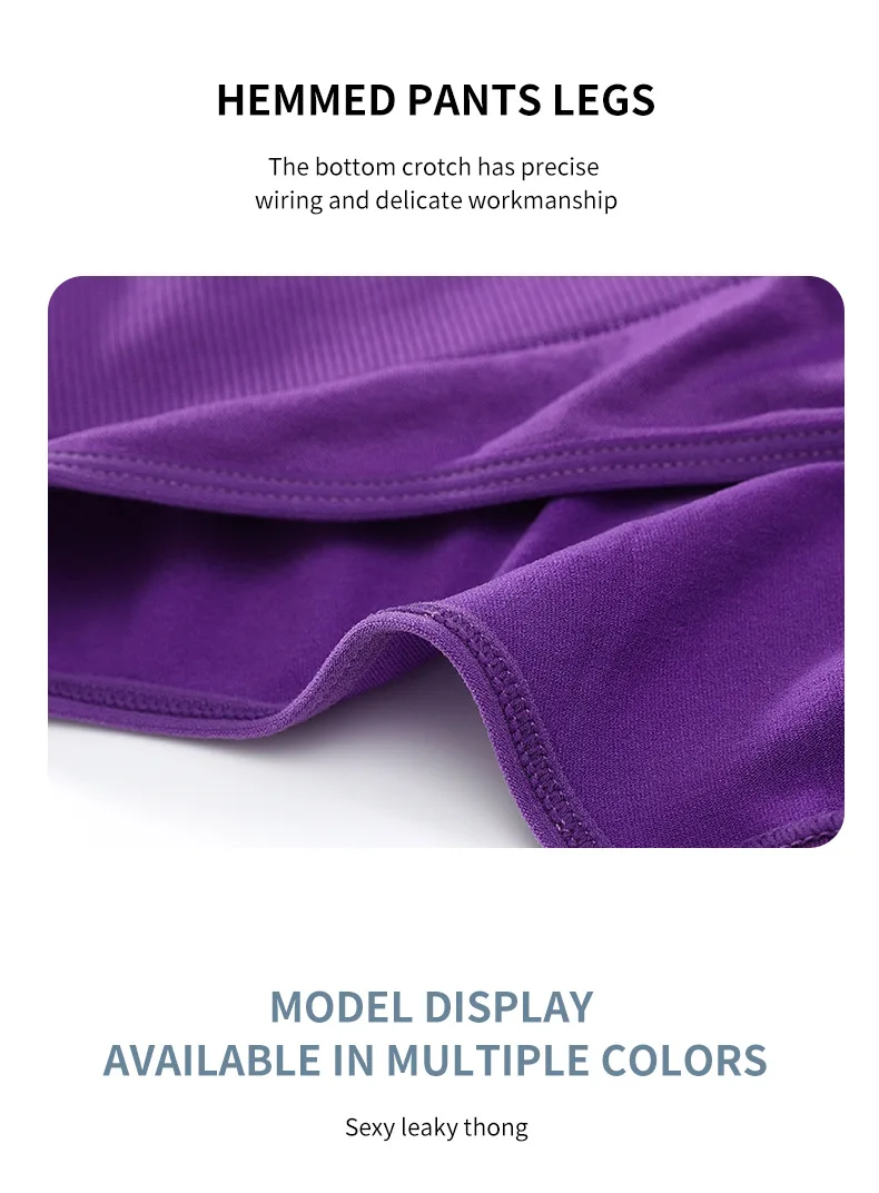 M-3XL 15color Pure Cotton Crotch Fabric High Elasticity Thong Mid Waist Thread Seamless aperçu 4