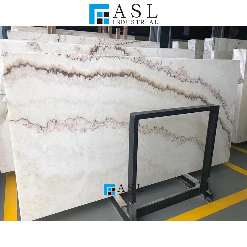 Natural beige brown veins Chinese onyx stone slab wooden jade bookmatch marble slab