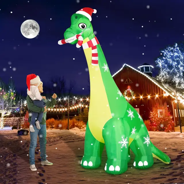 13FT Giant Dinosaur Inflatable Christmas Decorations with LED Lights & Strong Blower Factory Wholesale Yard Clearance Product