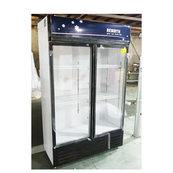 Freezer Chiller Industrial Stand up Glass Commercial showcase Display 2 Door Beverage Drinks Fridge Refrigerator for Shops