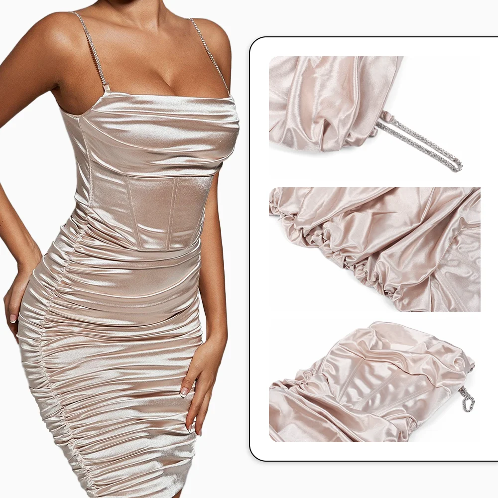 Женское атласное платье миди на