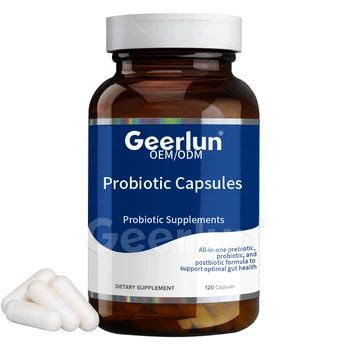 OEM Vegan Postbiotics Digestion Aid Supplements 3-in-1 Gut Health Support Probiotic Prebiotics Capsules