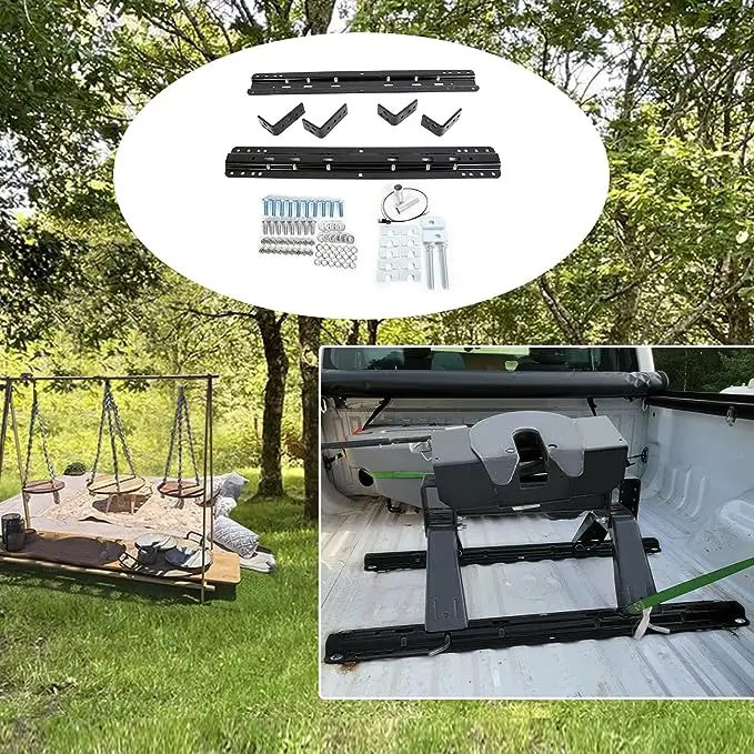 LUNSHUO 5th Fifth Wheel RV Rails/Brackets Installation Trailer Hitch Kit for Full-Size Trucks, Fit Gooseneck