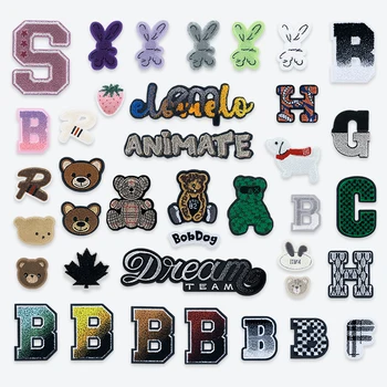 Cartoon Bear Toothbrush Embroidery, Cute Pattern Embroidery, Computer Embroidered Clothing Accessories, Fabric Patches