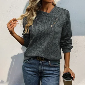 Wholesale New European and American Autumn Women's Cross-border Pullover Shirt Long Sleeve Solid Color Hoodie for Women S8964