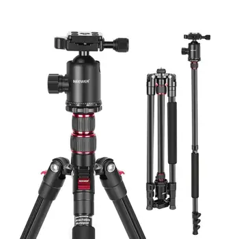 Neewer 77-Inch Camera Tripod for DSLR, 2-in-1 Compact Aluminum Tripod Monopod with 360 Degree Ball Head, 2 Center Axis