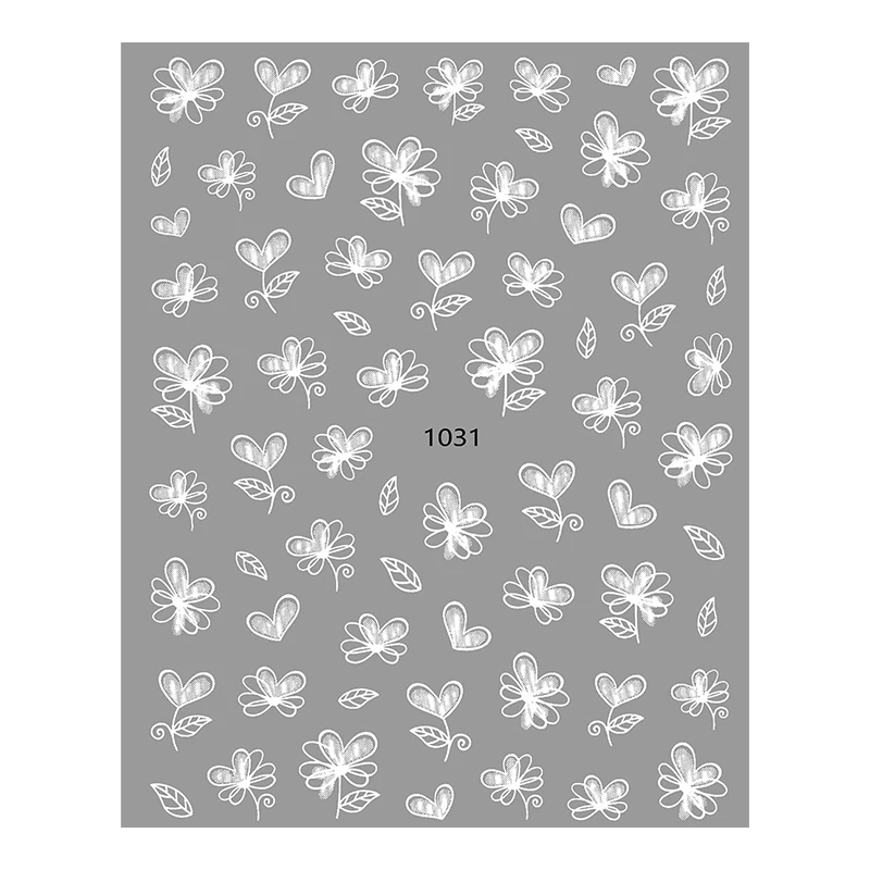 Joyful nail sticker white flowers heart daisy 3d nail stickers nail art