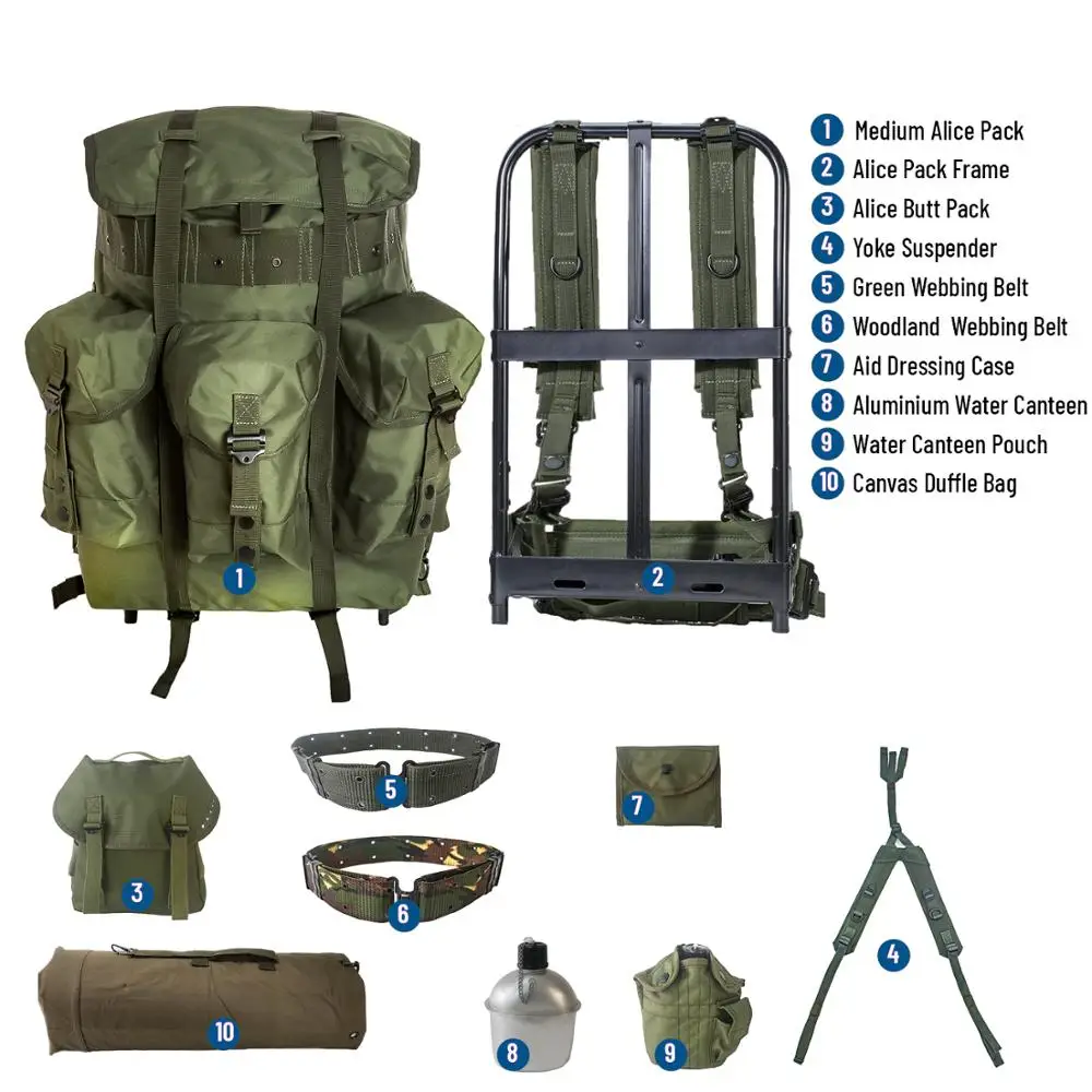 MT Military Rucksack Alice Pack Army Backpack and Butt Pack