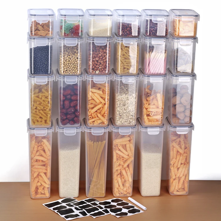 28 Pack Airtight Food Storage Container Set, Pantry kitchen organization  and Storage, BPA Free Clear Plastic Storage Container with Lids, Kitchen  Decor with Labels, Marker & Spoon Set