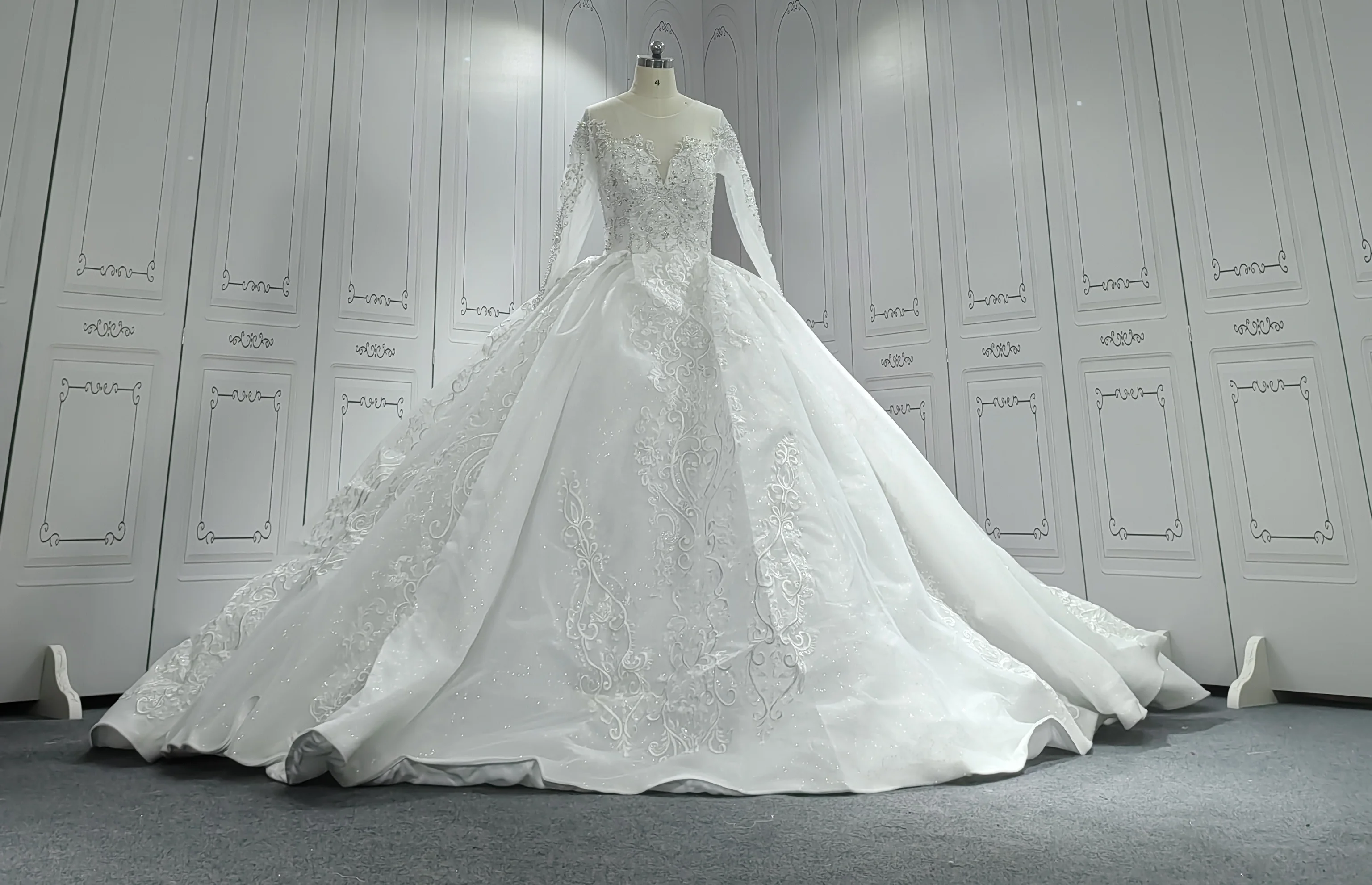 open lace back dress Long A-Line Bateau Neck Polyester Half Sleeve Backless Wedding Dresses –  BIZTUNNEL main image 1