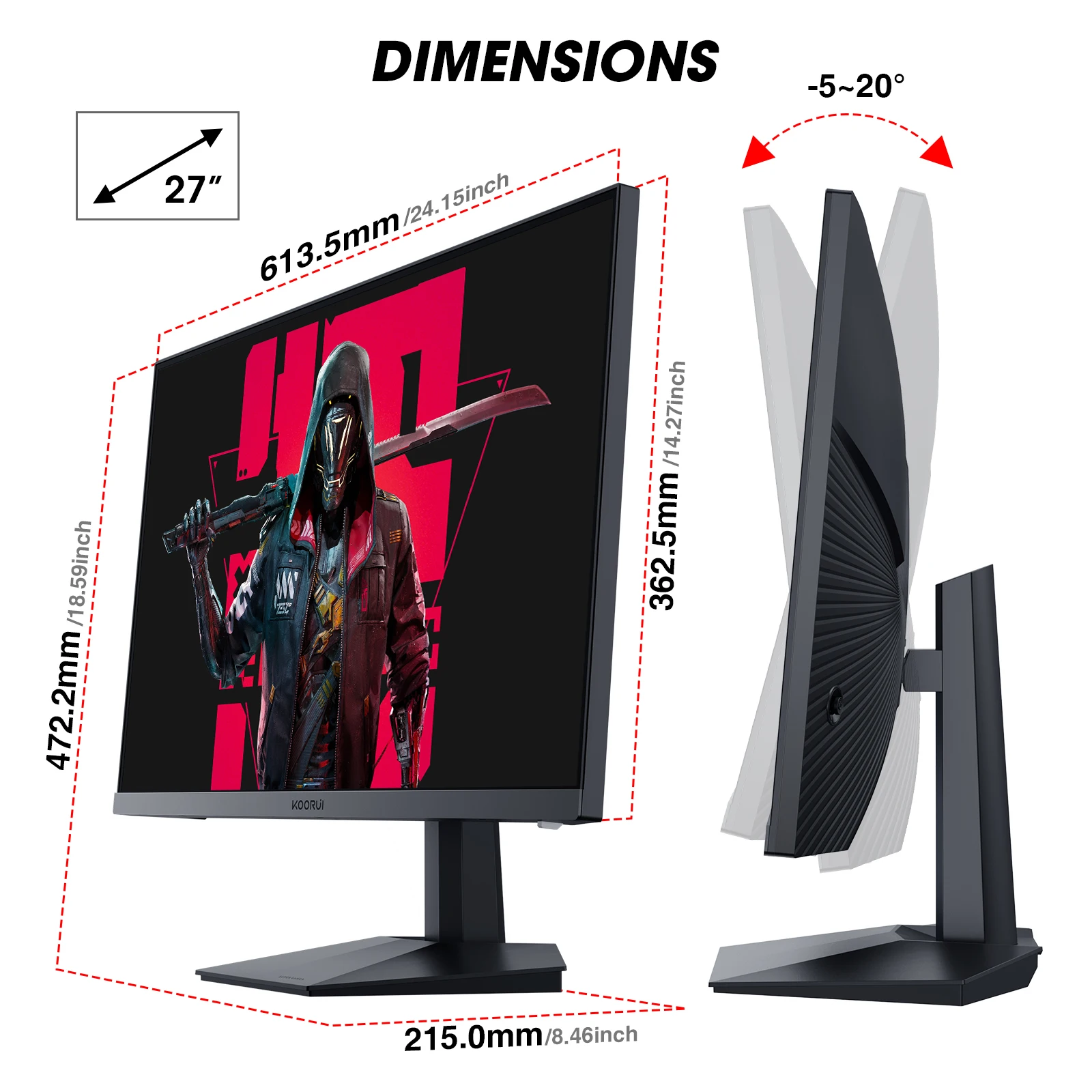 KOORUI GN02 240hz Gaming Monitor - 27 Inch FHD Display