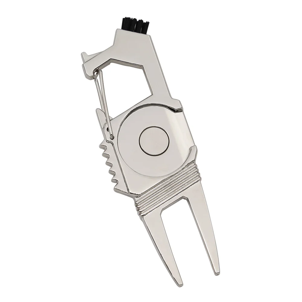 High Quality Multi-function Metal Golf Divot Repair Tool with Bottle Opener Brush Belt Clip and Magnet for ball marker