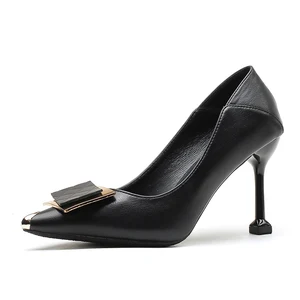 Beige Microfiber Pointed Toe Stiletto Heel Pumps, 5CM/7CM/8.5CM Heel with Metal Buckle Decor for Summer