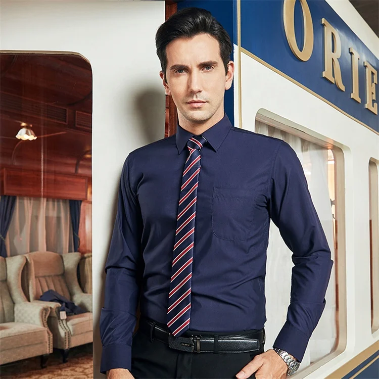 Wholesale Regular Fit Logo Custom Non Iron Solid Shirt Long Sleeve Button  Down Pocket Business Shirts Formal Men's Dress Shirt