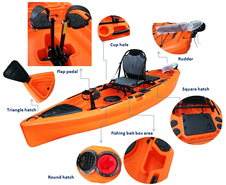 11.3ft Pedal Kayak Fishing Ship Propulsion Flap Engine Powewd Racing