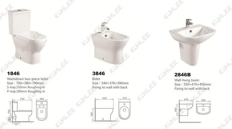 Popular Design Sanitary Ware Bathroom Suites Wc Toilet Bowl Two Piece Toilet With Bidet Sink Sets