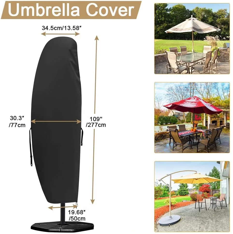 Patio Umbrella Parasol Cover Waterproof Outdoor Umbrella Cover Fits Cantilever Offset Umbrella 7