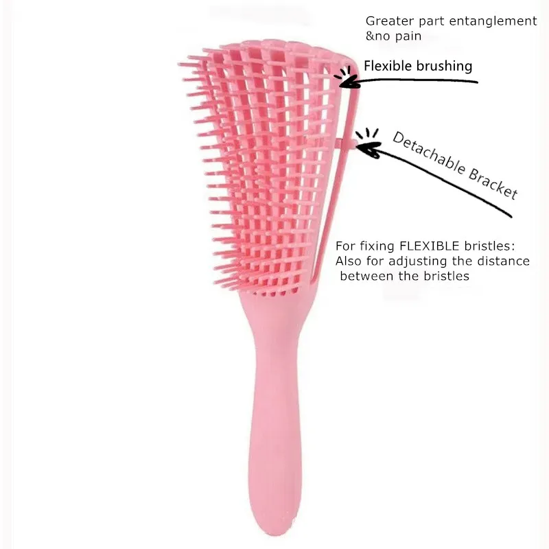 Private Label Luxury Detangling Curly Wet Hair Brush Custom Logo Pink ...