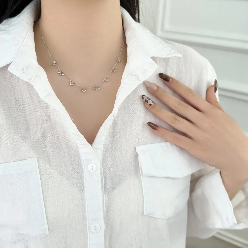 KAKODIY's uniquely designed beautifully designed 925 Sterling Silver chain multi-cluster bead pendant necklace, perfect everyday accessory for women detail 1
