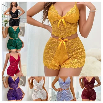 New Women's Casual Pajamas Set Shorts Sleeveless Homestays Front Slit Summer Pajamas Women
