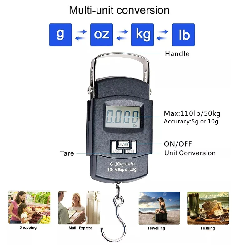 50kg/10g Portable handheld smile scale luggage Hanging Digital Luggage Scale