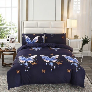 Hot Sale Luxury 3D Printed Butterfly Pattern Microfiber Duvet Cover Set with Pillowcase Easy Care Quilt Bedding for Home Use