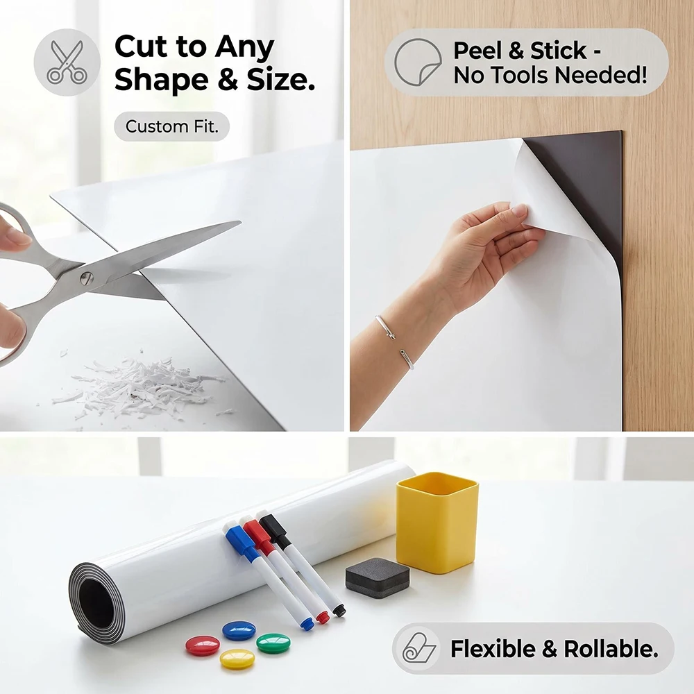Magnetic dry erase writing board flexible material cross section