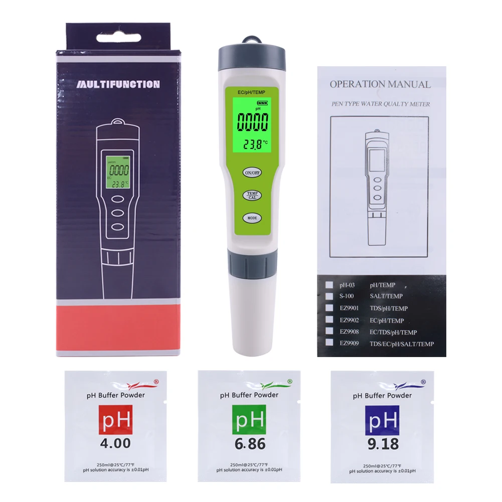 3 In 1 Ph/ec/temp Test Meter Ph Meter Ec Water Quality Test Pen With ...