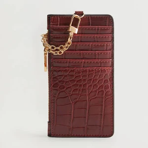 Custom Logo PU Croc Leather Ladies Credit Cardholder Women Card Holder Case With Chain Lanyard