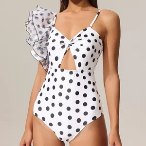 Solid Floral Sparkling Crystal Tie-Side One-piece Swimsuit Iridescent Rhinestone Triangle Top Gold Metallic Bottoms