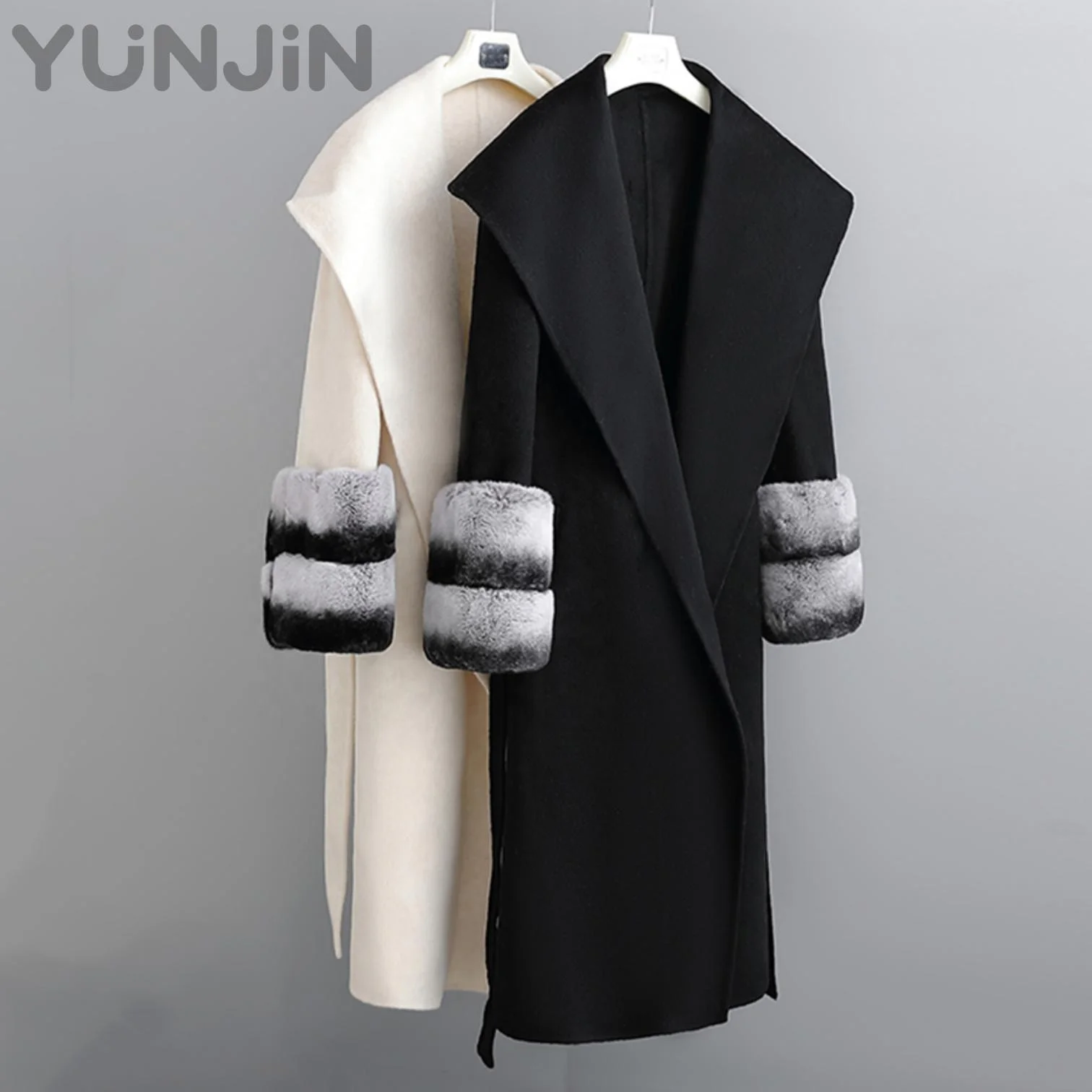 Luxury Women's Real Wool Cashmere Double Face Overcoat