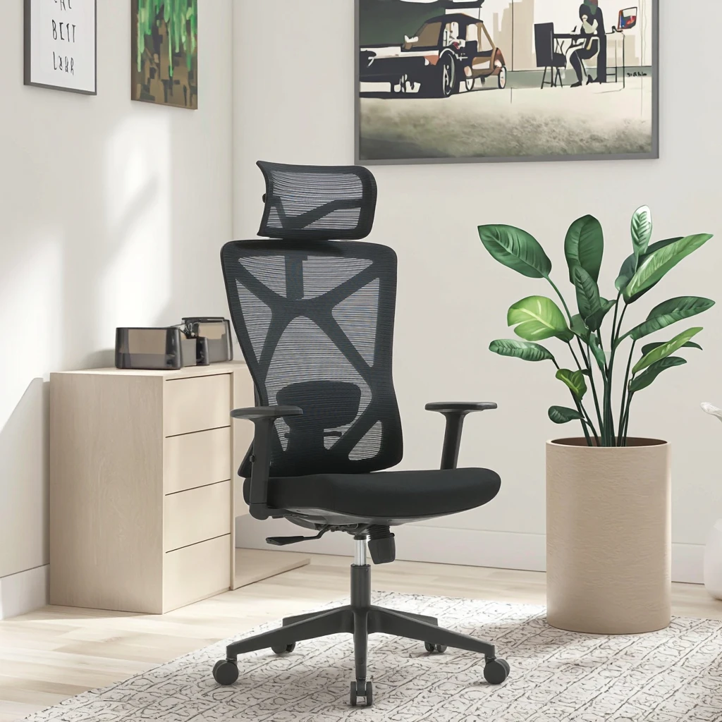 Ergonomic Swivel Chair with Dual-zone Lumbar Support PU Armrests High Back Design for Long Sitting Sessions 3