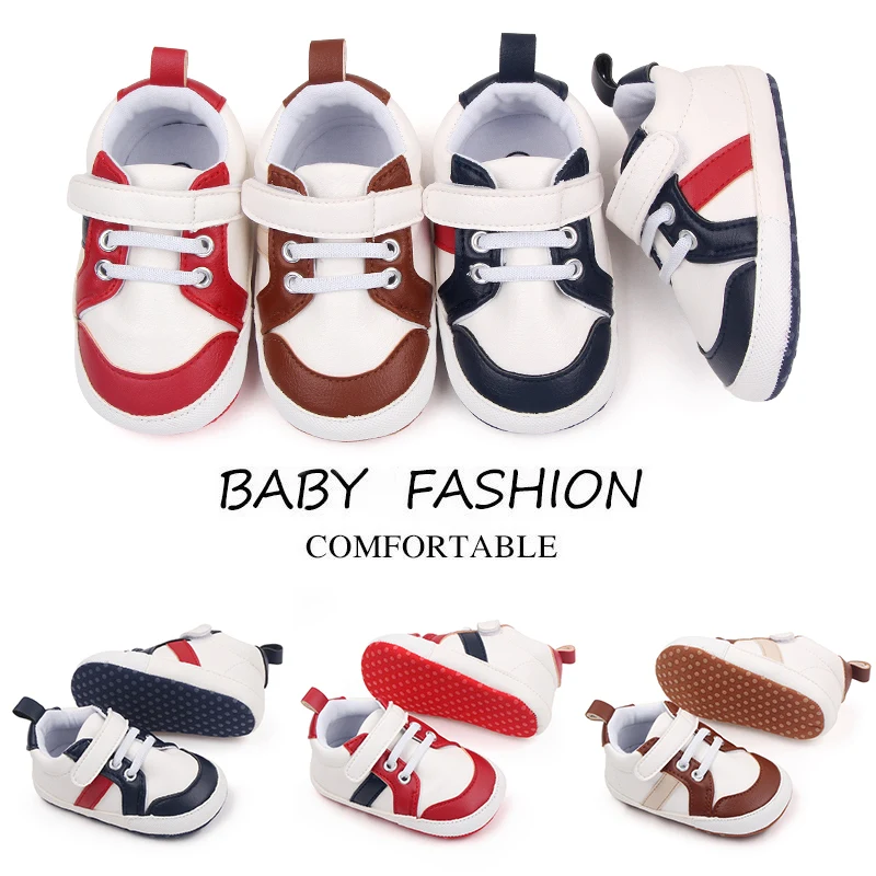 Spring and Autumn  Color Matching PU Surface Baby Walking Shoes Leisure Baby Shoes factory