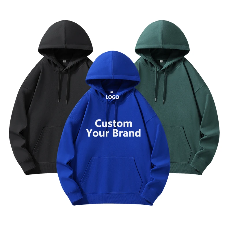 100% Cotton Pullover Hoodies Blank Casual Oversized Hoodie Printing Embroidery Logo Unisex Men'S Hoodies Sweatshirts