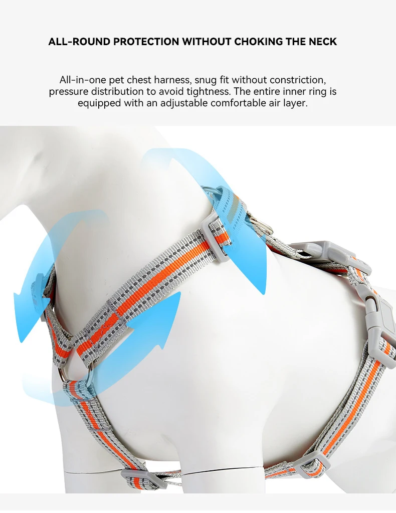 Retractable Dog Leash Harness Set Reflective Adjustable Vest No Pull Lead for Large Dogs supplier