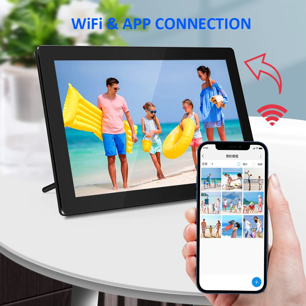 Cornice digitale WiFi 10.1 pollici con IPS touch screen,Portafoto digitale