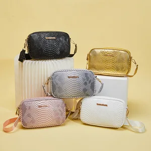 Trendy Women's Snake Pattern Crossbody Bag Durable PU Leather Small Shoulder Bag Custom Logo