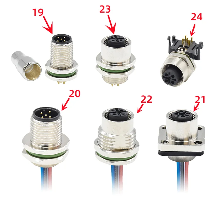 IP67 IP68 M12 Connector 5 Pin a Code Waterproof Welding Pcb Panel Mount Signal Male Female Plug Socket M12 Connector