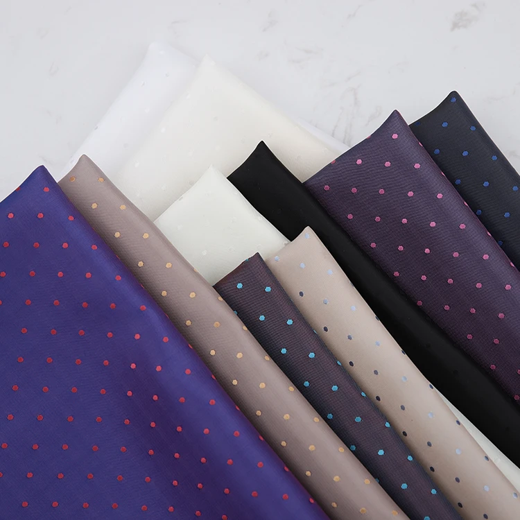 Factory Design  Polka Dot Polyester Viscose Dobby Lining Fabric for Jacket Suit Dress