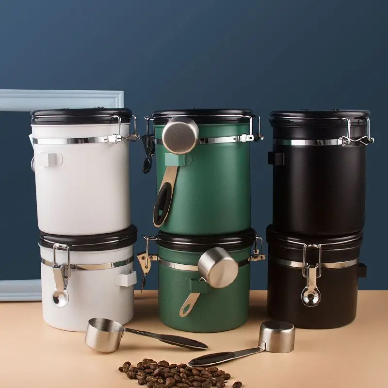 2021 Stainless steel sealed tank coffee bean coffee powder storage tank one-way exhaust valve tea storage tank
