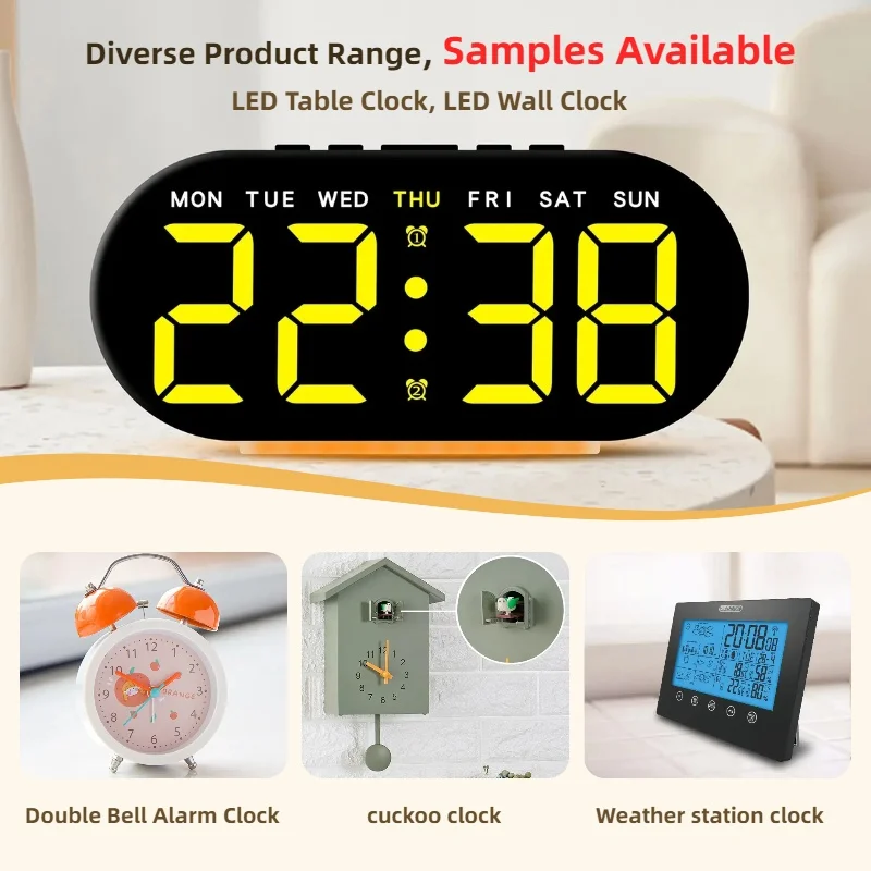 Custom Multifunction LCD Alarm Clock with Temperature Display Cute Square LED Wall Table Clock Smart Electronic Calendar
