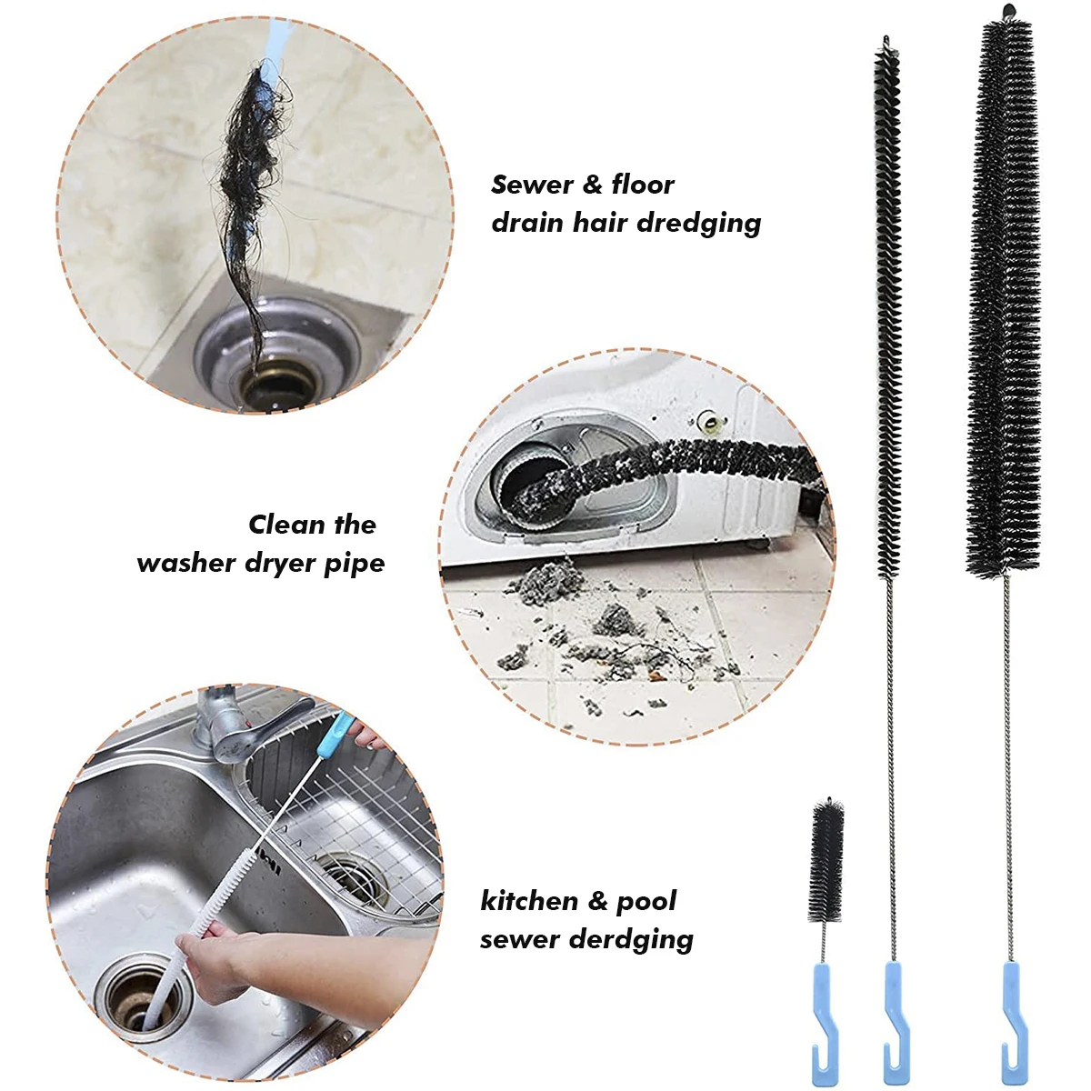 Tube Cleaning Brush Drain Pipes Long Hose Cleaning Tool Kitchen