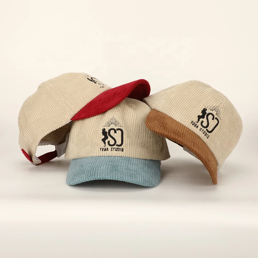 Оптовый заказ высокого качества 6 панельная традиционная Мужская и женская Вельветовая папа шляпа вышивка логотипа загнутыми полями мужские женские бейсбольные кепки бейсбольная