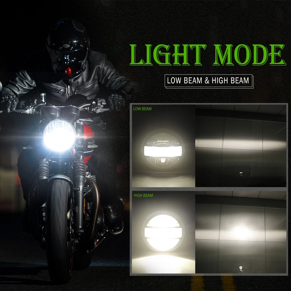 MIRTHBUY 5.75 Zoll LED Motorrad Scheinwerfer Frontscheinwerfer Angel