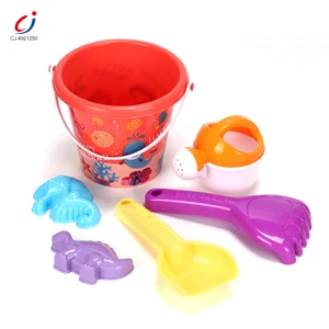 Chengji Summer Plastic Beach Toys Hot Seller Bucket Tool Bucket Spade Set 6pcs Children Beach Toys Bucket Spade