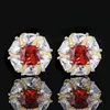 Pendientes de corindón rojo