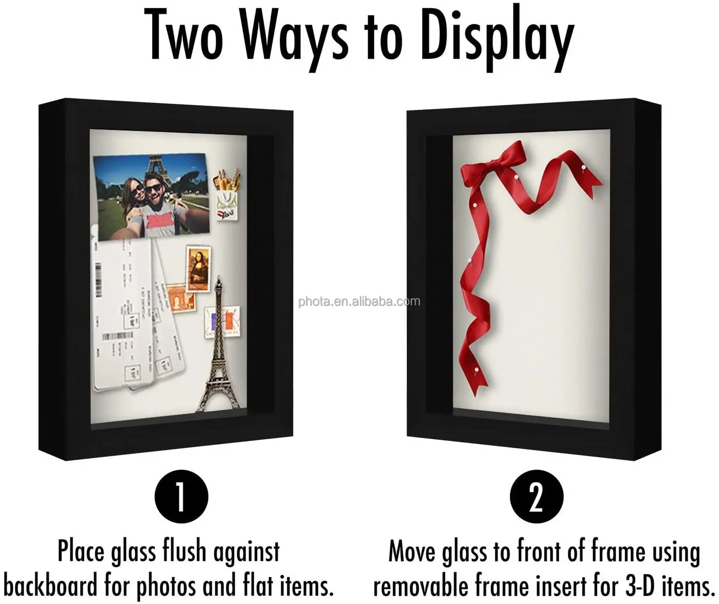 Phota 3d Shadow Box Picture Frame Wood With Soft Linen Back Composite