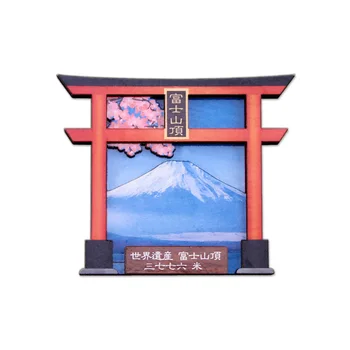 Oem Promotional Mount Fuji Japanese Torii 3d Wooden Fridge Magnet For ...