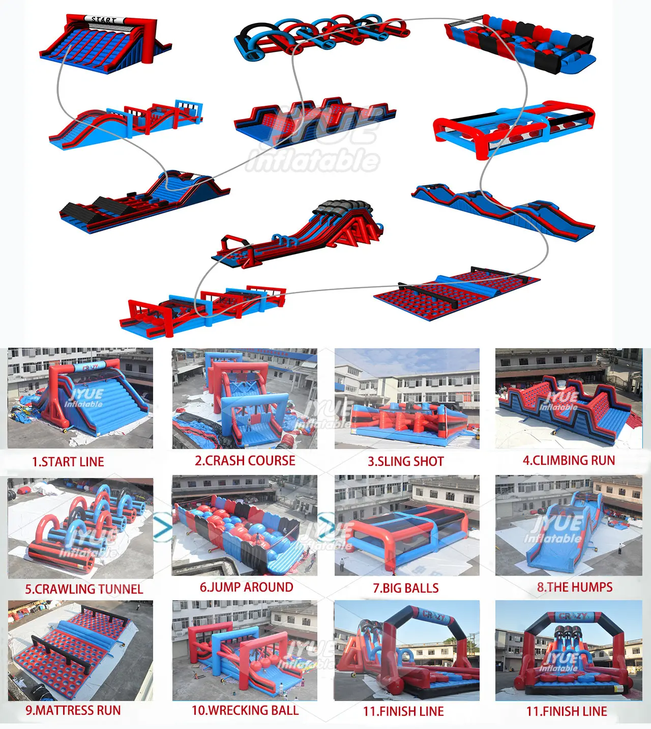 Commercial Event Inflatable Obstacle Course Extreme Inflatable 5K for Adults