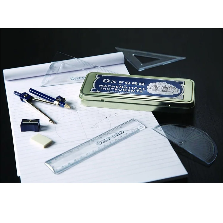 2025 New Max Math Set Oxford Professional Geometry Sets with Storage Tin Made of Durable Metal